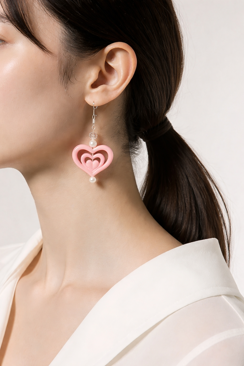 Blush Layered Heart Drop Earrings