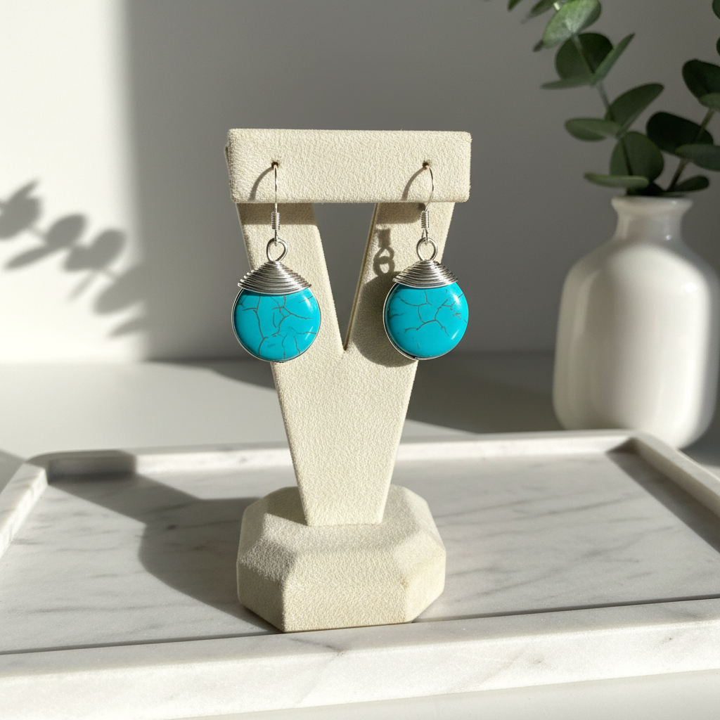 Turquoise-Inspired Wire Wrapped Earrings