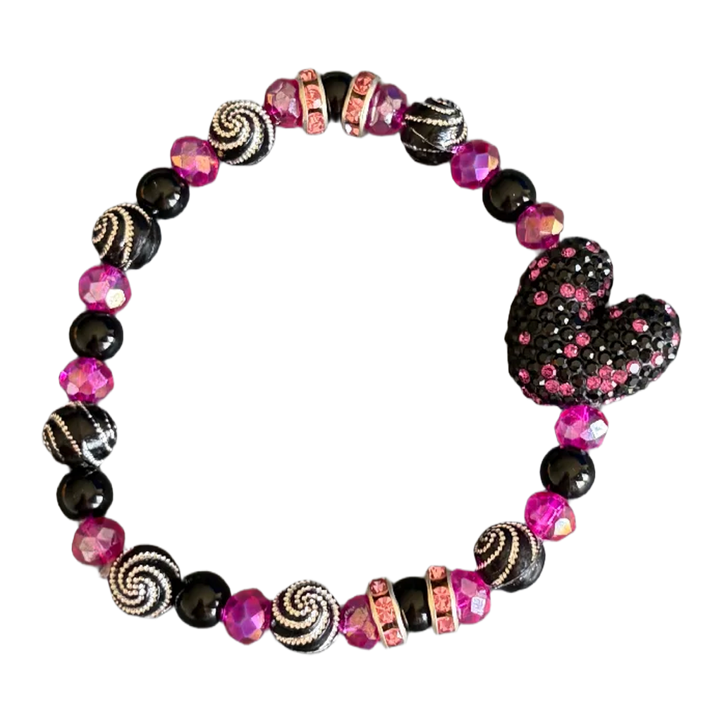 ✨ Midnight Pink Sparkle Heart Bracelet ✨