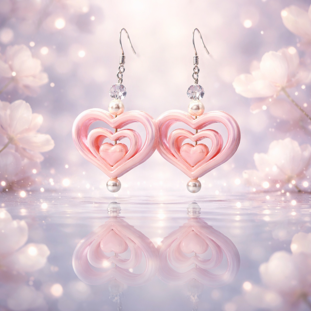 Blush Double Heart Drop Earrings 💕✨