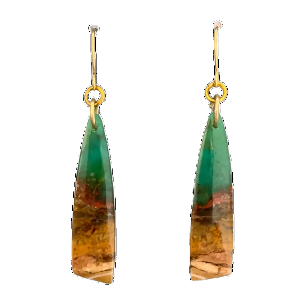 Opalized Wood Teal Drop Earrings
