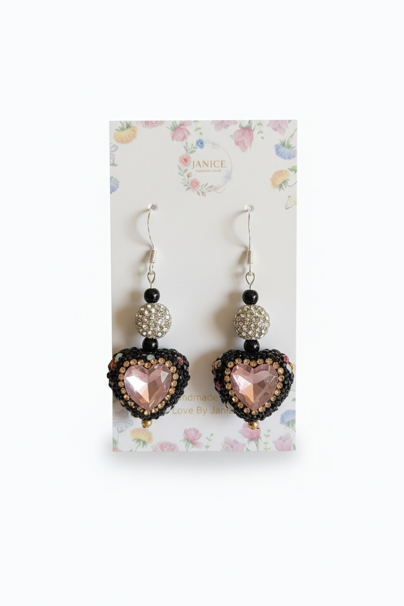 Blush Crystal Heart Statement Earrings 💕✨
