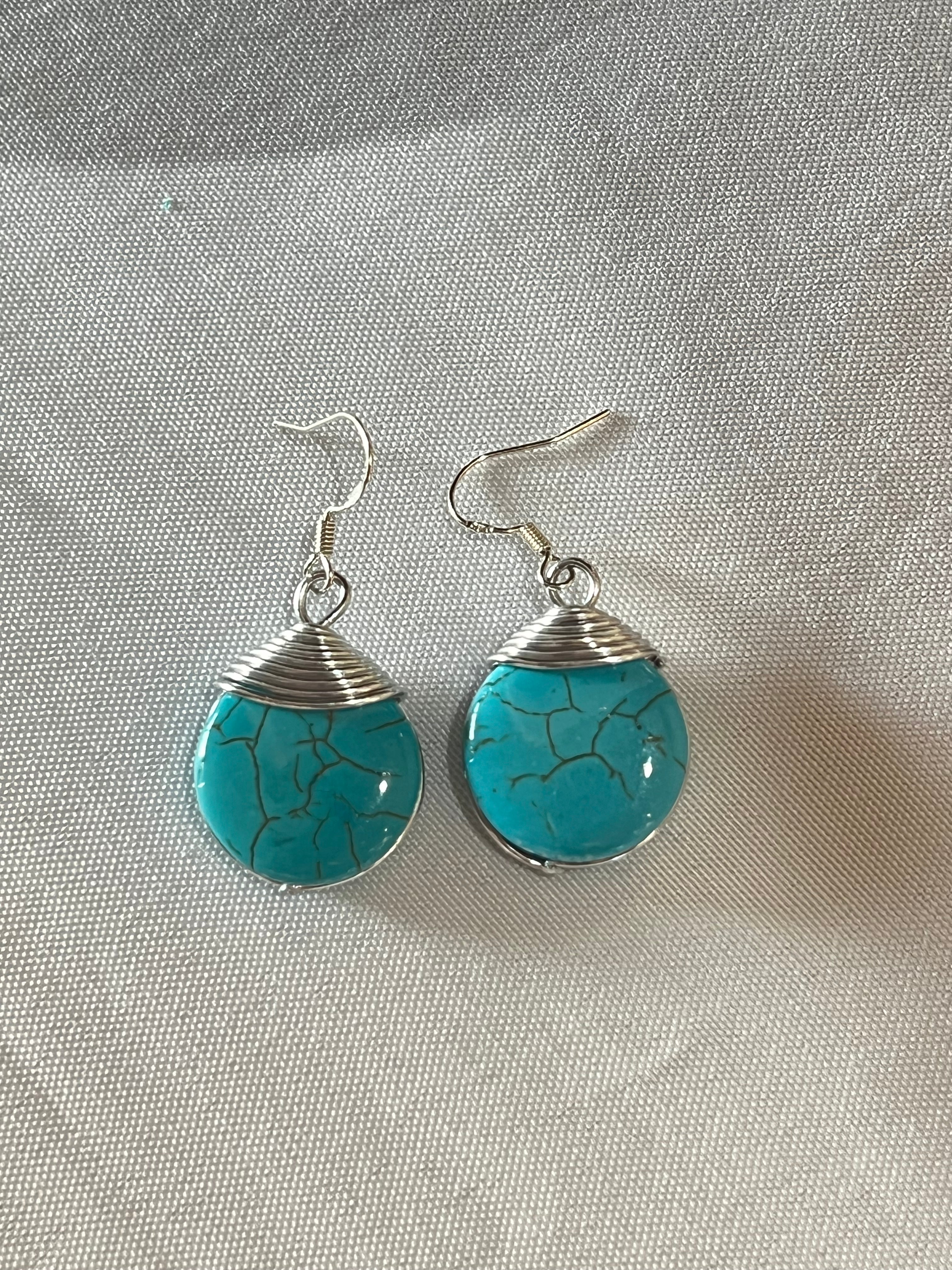Turquoise-Inspired Wire Wrapped Earrings
