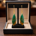 Opalized Wood Teal Drop Earrings