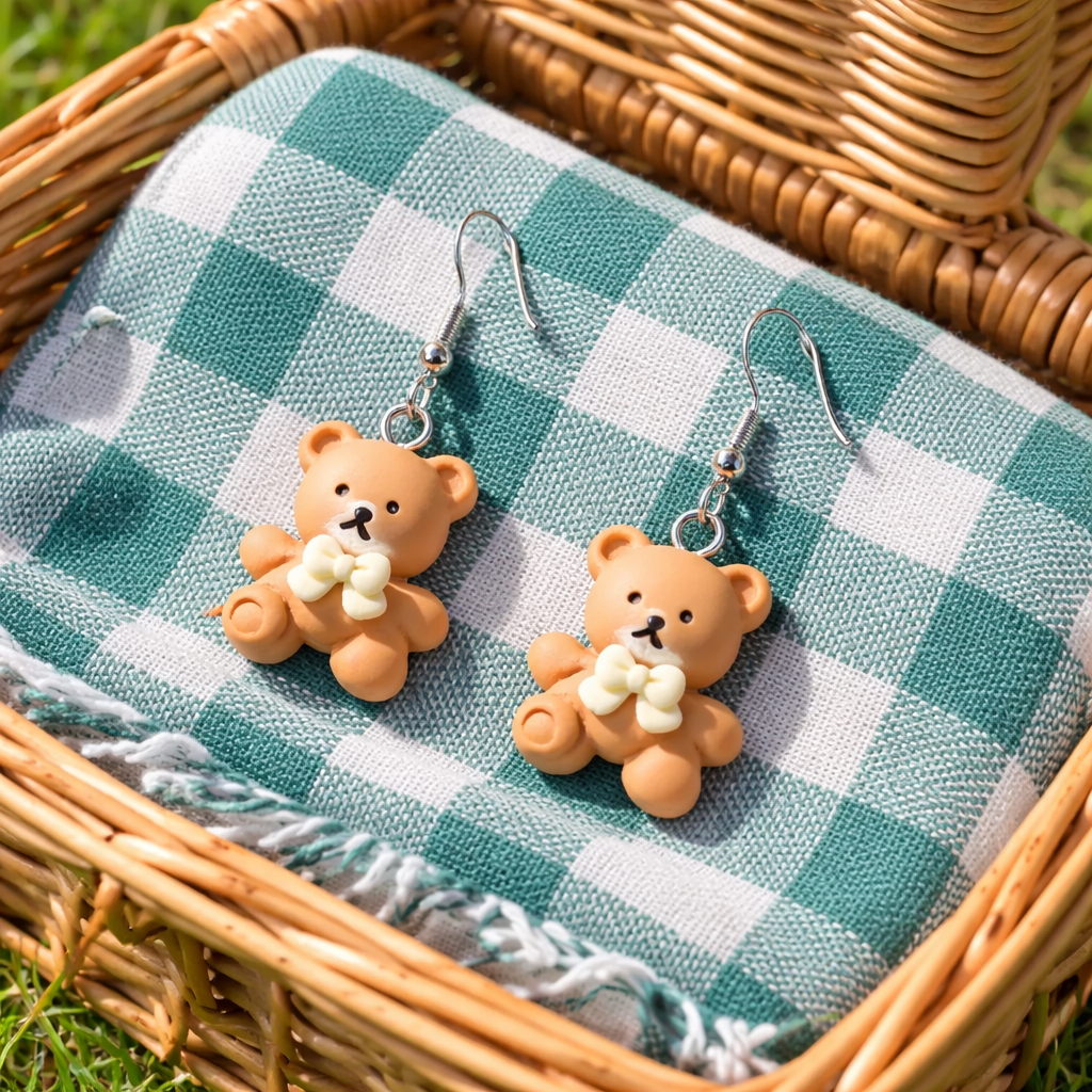 Sweet Teddy Bear Bow Earrings 🧸✨