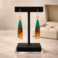 Opalized Wood Teal Drop Earrings
