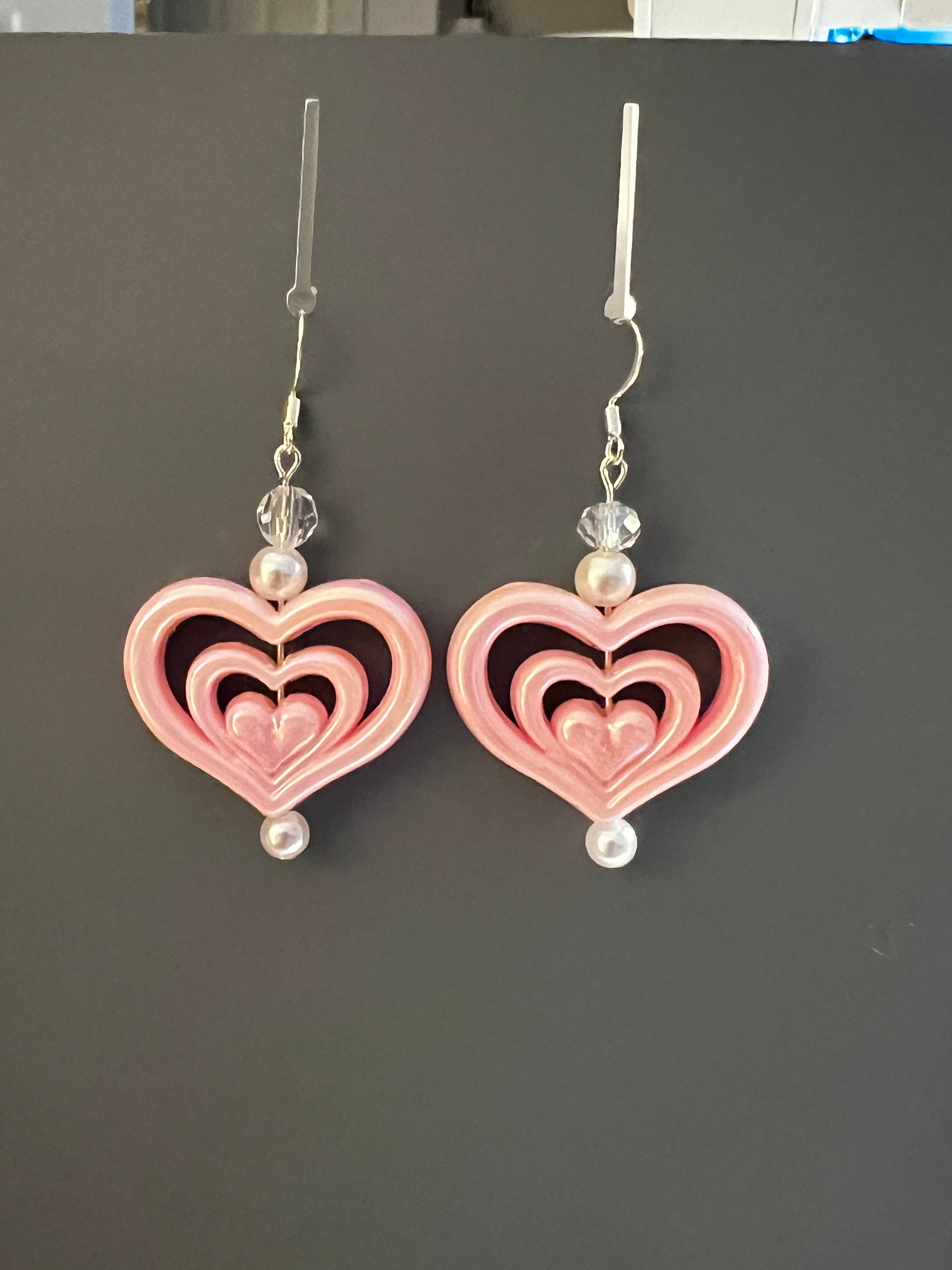 Blush Layered Heart Drop Earrings