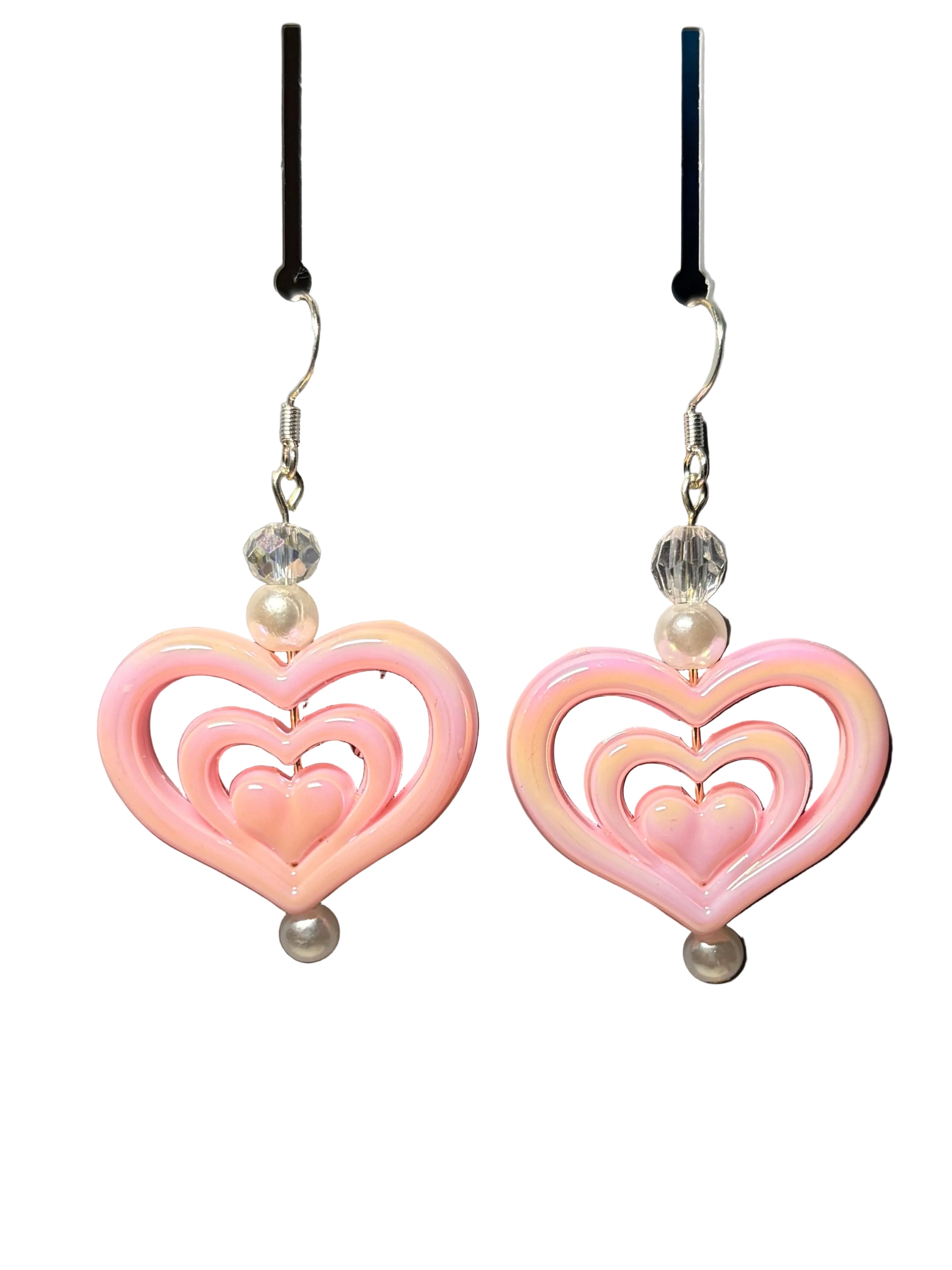Blush Double Heart Drop Earrings 💕✨