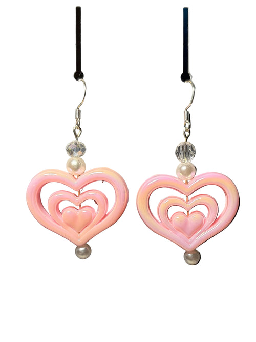 Blush Double Heart Drop Earrings 💕✨