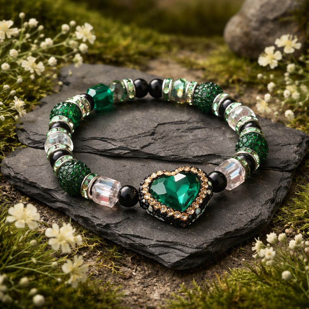 Emerald Luxe Heart Bracelet 💚✨