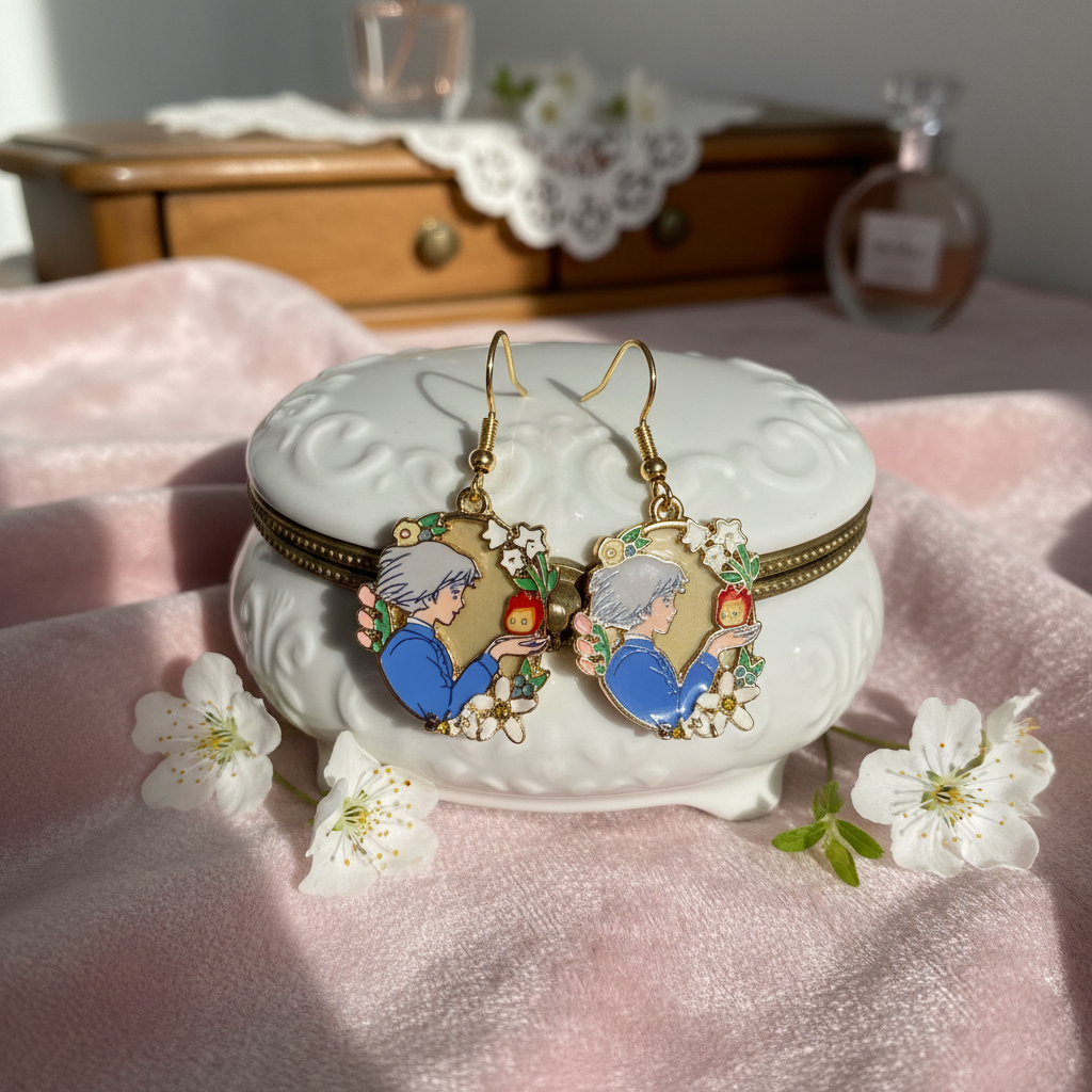 Howls moving castle Earrings | Whimsical Fantasy Floral Dangle Earrings