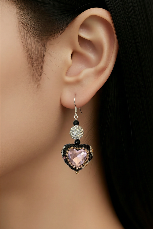 Blush Crystal Heart Statement Earrings 💕✨