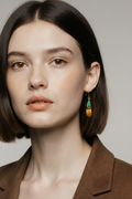 Opalized Wood Teal Drop Earrings