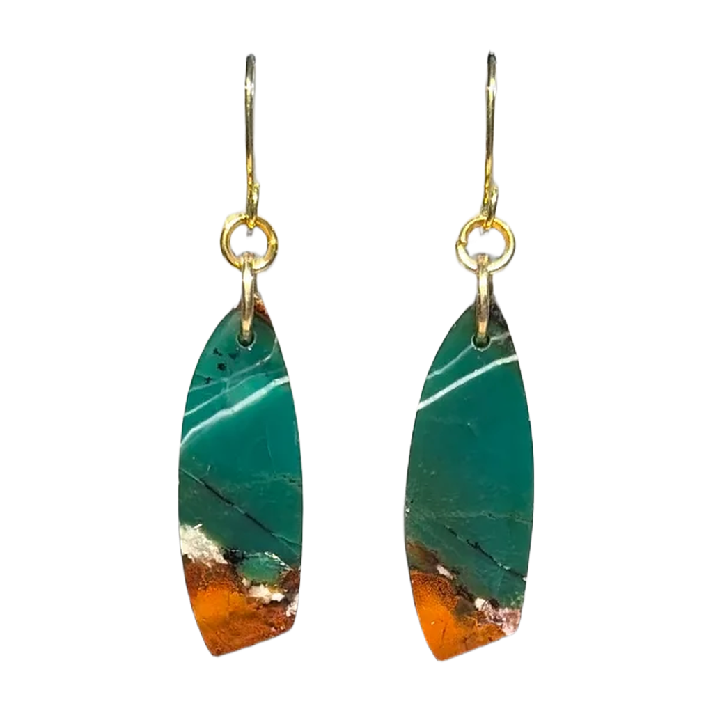 Opalized Wood Teal Drop Earrings
