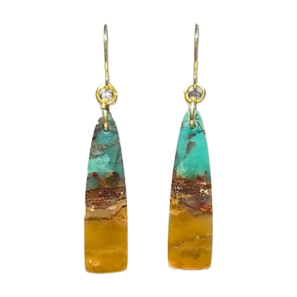 Opalized Wood Teal Drop Earrings