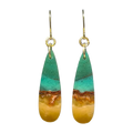 Opalized Wood Teal Drop Earrings