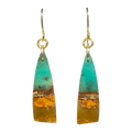 Opalized Wood Teal Drop Earrings