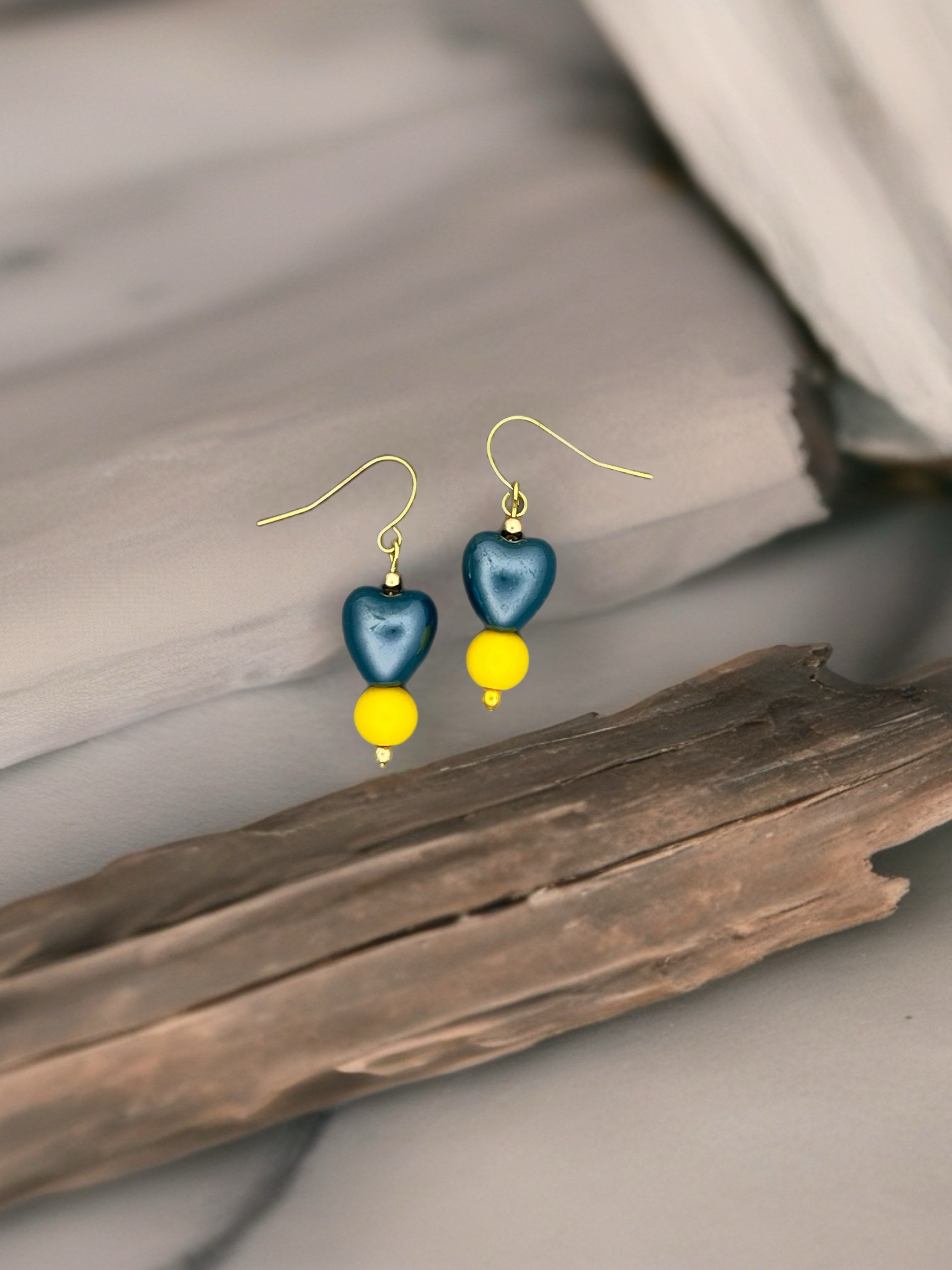 Blue Ceramic Heart Drop Earrings Janice Boutique Shop