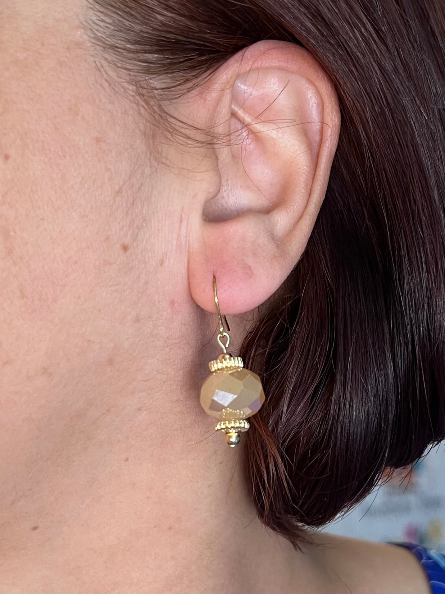 Glass Drop Diamond Cut Beaded Earrings Glass