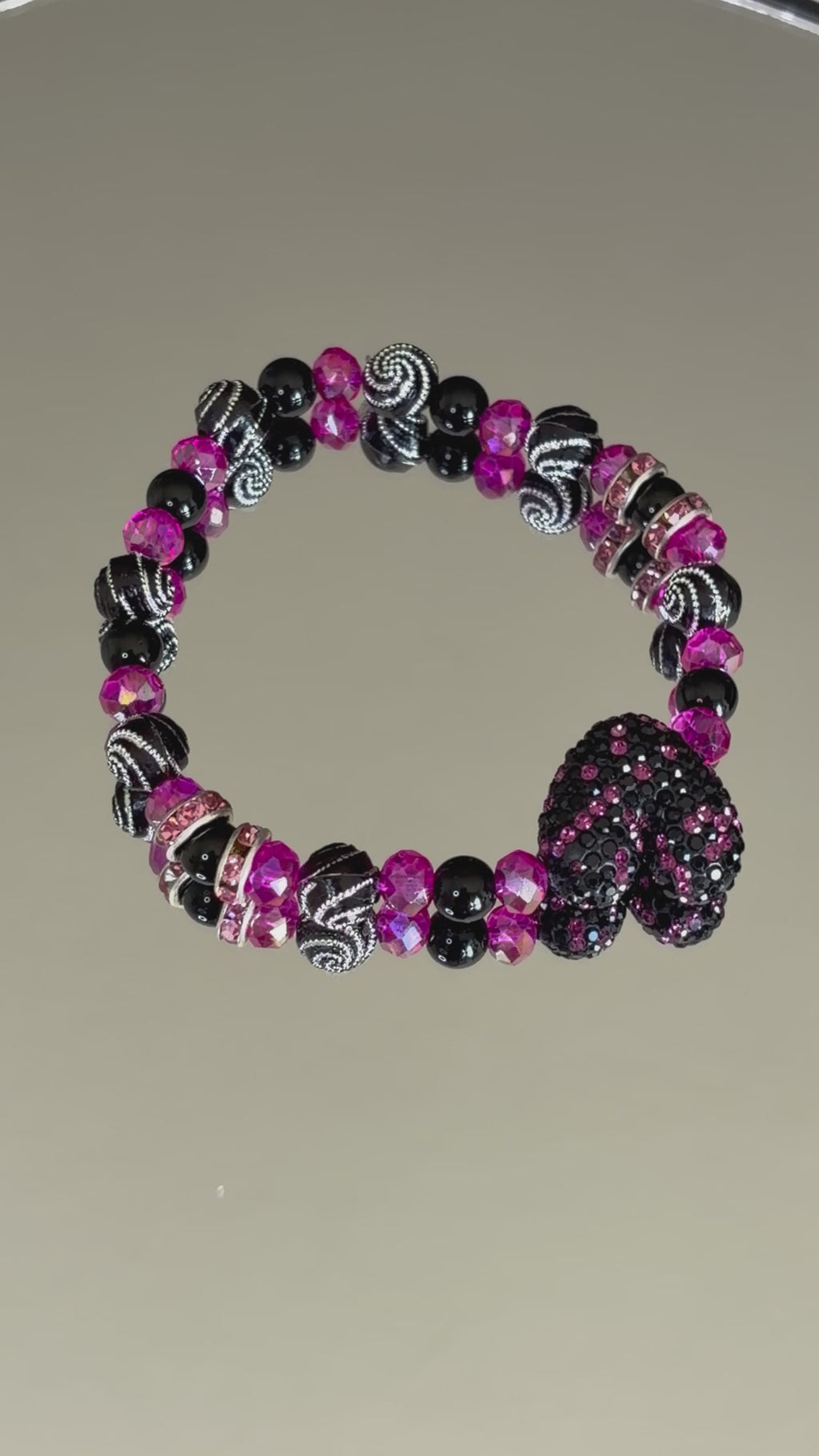 ✨ Midnight Pink Sparkle Heart Bracelet ✨