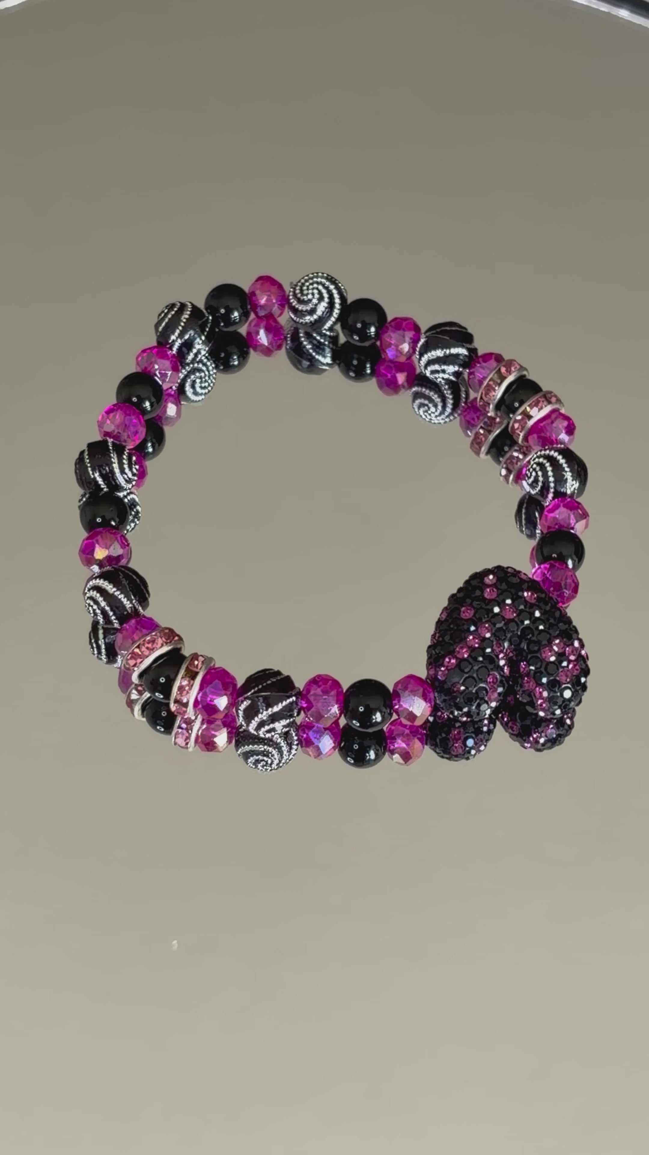 ✨ Midnight Pink Sparkle Heart Bracelet ✨